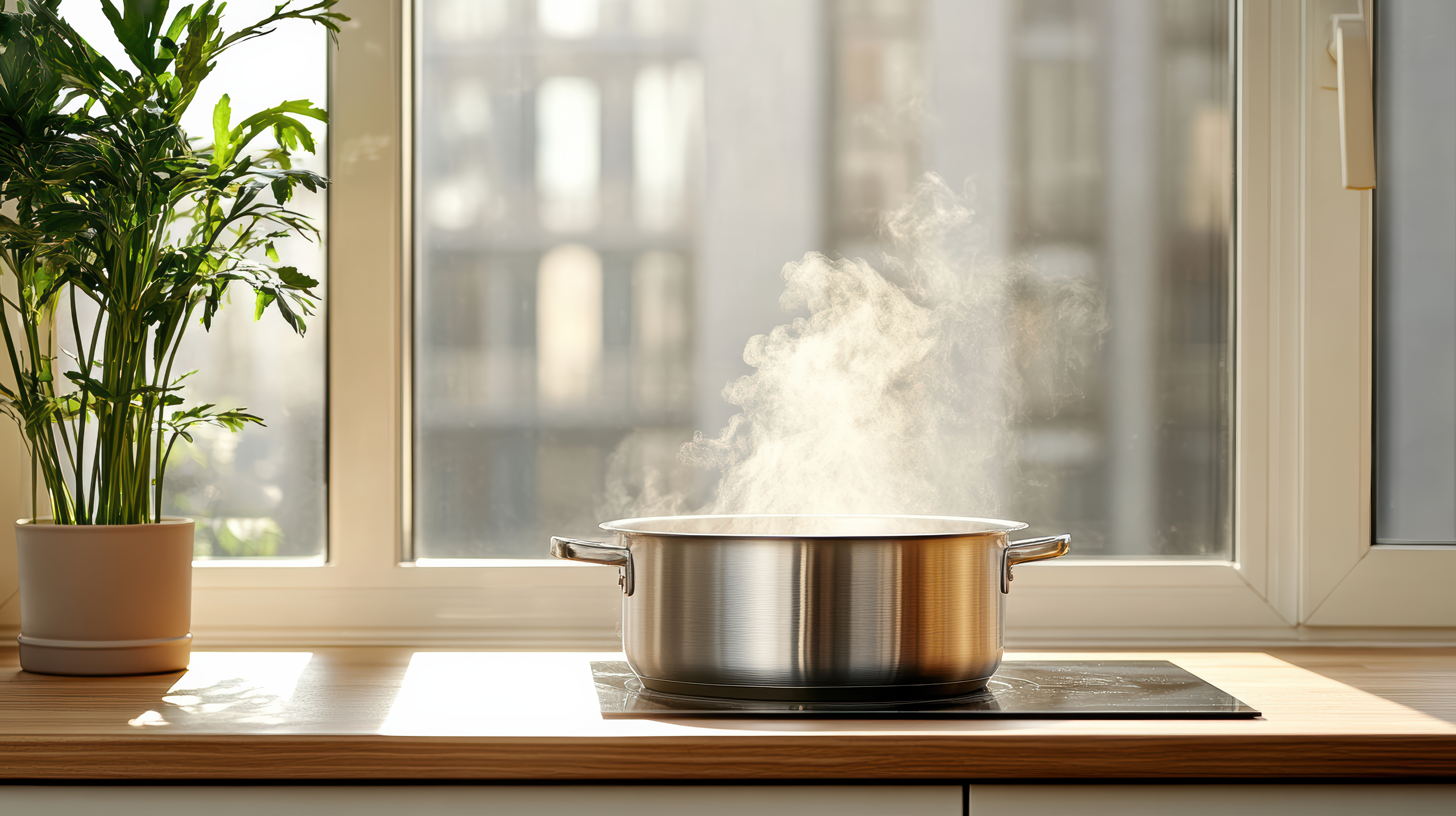 Steam rising from cooking – a major source of indoor moisture